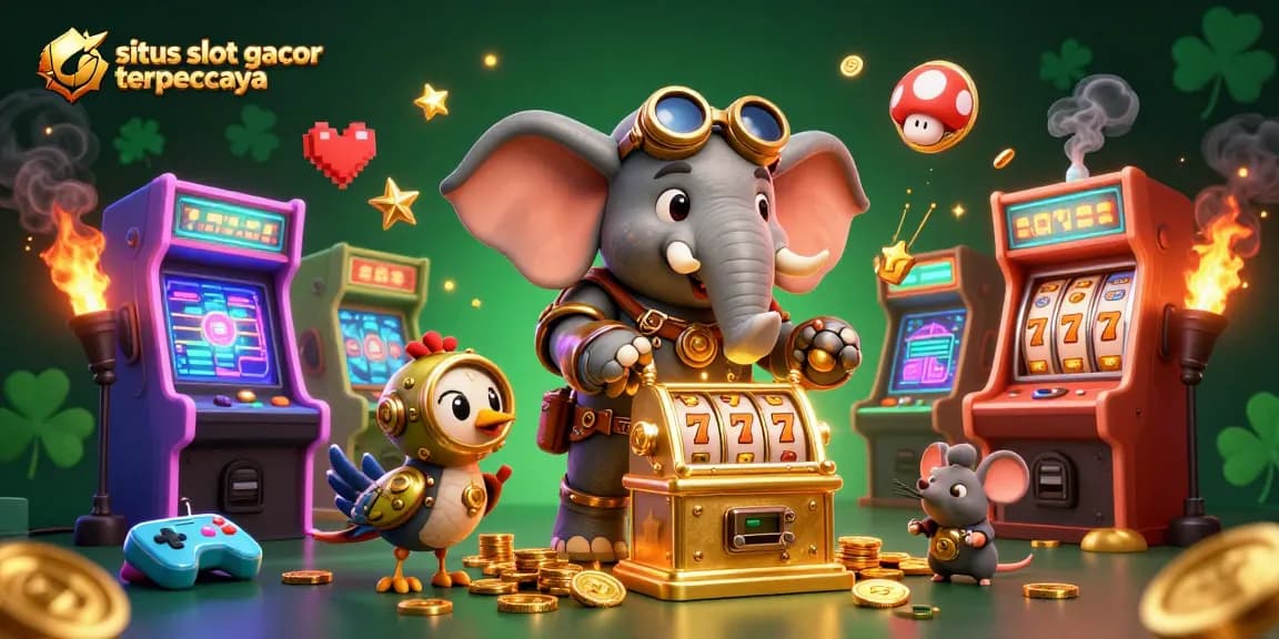 Spin the vibrant slot machines at situs slot gacor terpercaya with thrilling steampunk illustrations and colorful game elements.