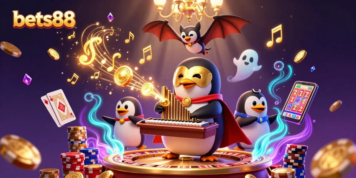 Experience bets88 excitement with a lively 3D casino illustration showcasing thrilling games and golden wins.