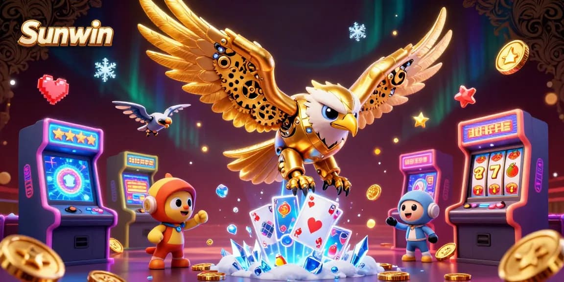 Experience thrilling wins at Sunwin with this vibrant, dynamic illustration of gaming adventures.