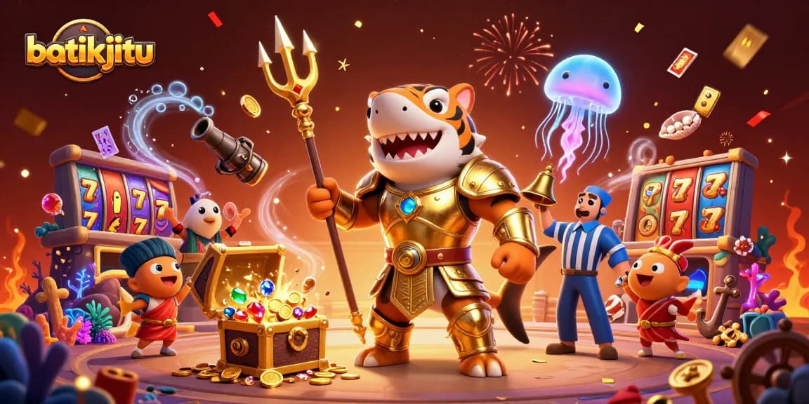 Gelanggang judi batikjitu dengan simbol slot dan harta karun laut yang menakjubkan.