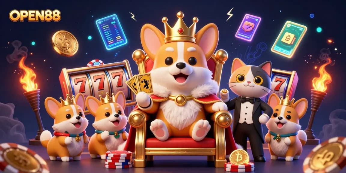 Join the excitement at OPEN88 as the royal corgi reigns over thrilling slot games and jackpots.