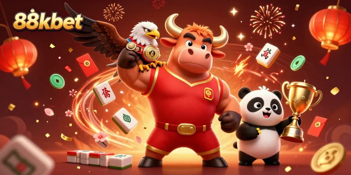 Celebrate big wins at 88kbet with engaging games and vibrant characters performing triumphant poses.