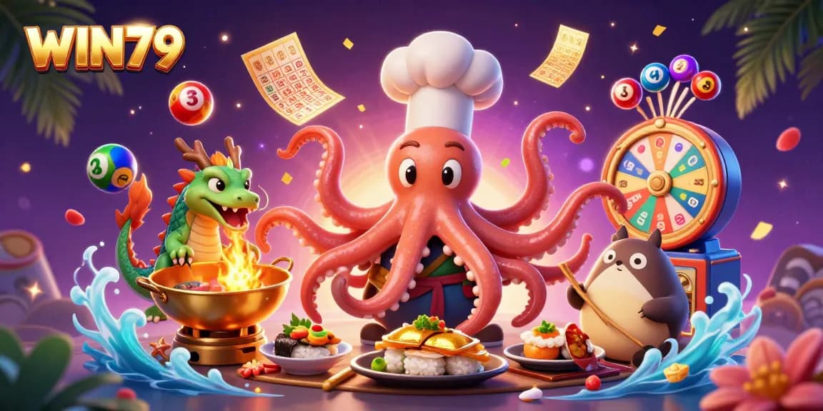 Enjoy thrilling WIN79 moments with our chef octopus, fire-breathing dragon, and festive symbols!