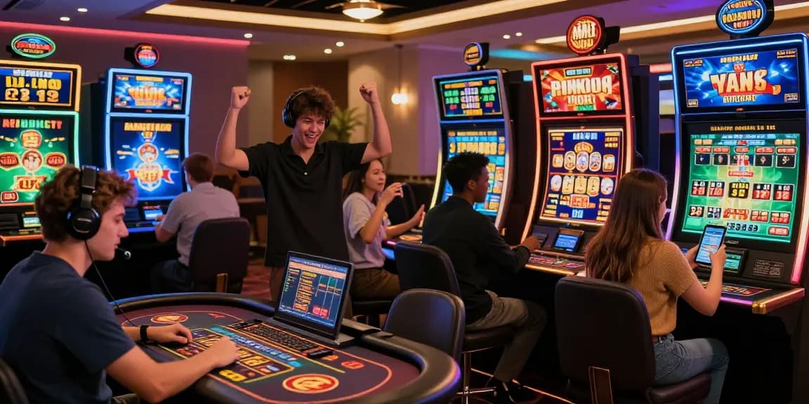Exciting online gambling experience at 78win.com featuring players engaging with diverse gaming options in a vibrant virtual casino setting.