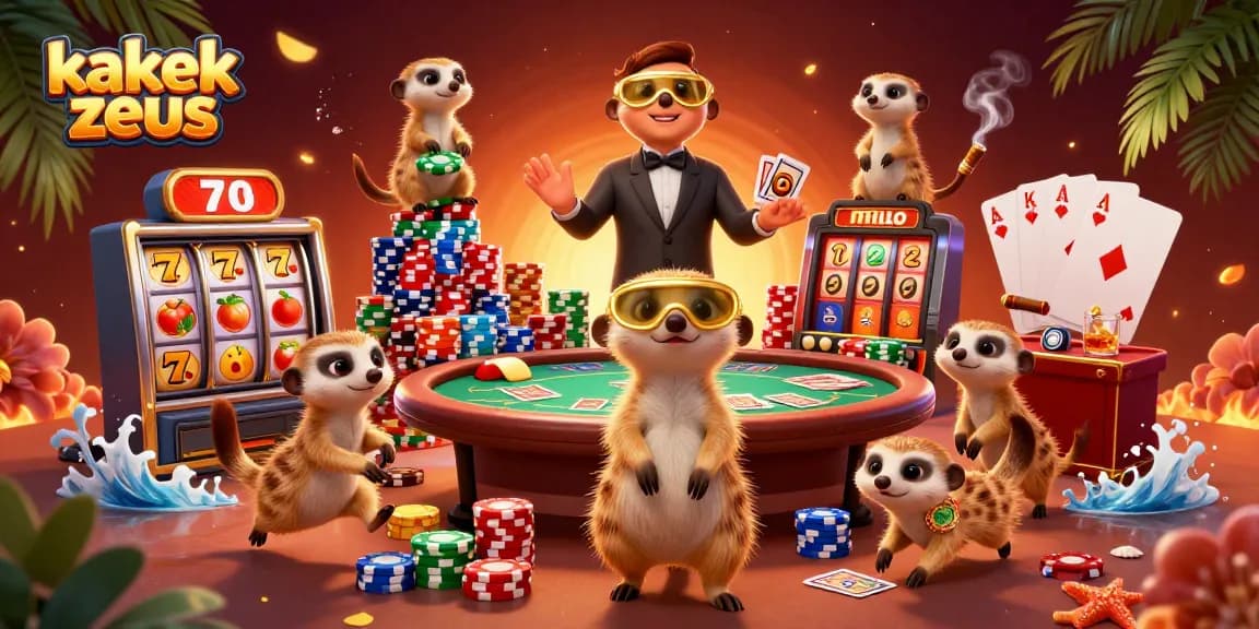 Experience winning with kakek zeus in a vibrant meerkat casino scene filled with excitement.