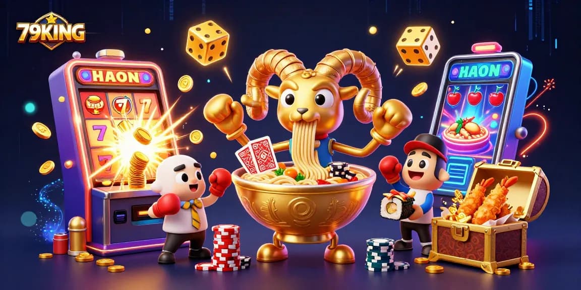 Join in the thrilling action at 79KING with vibrant 3D characters and casino imagery.