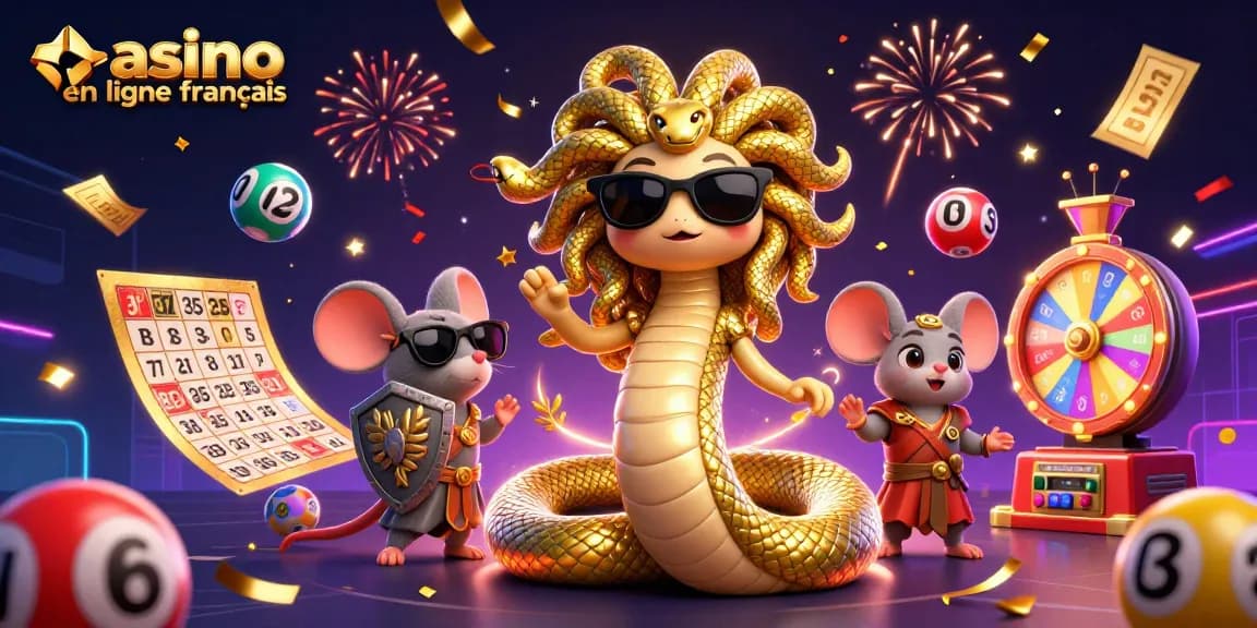 Participez à un jeu en ligne passionnant avec une atmosphère vibrante de casino en ligne français illustrée dans cette scène 3D.