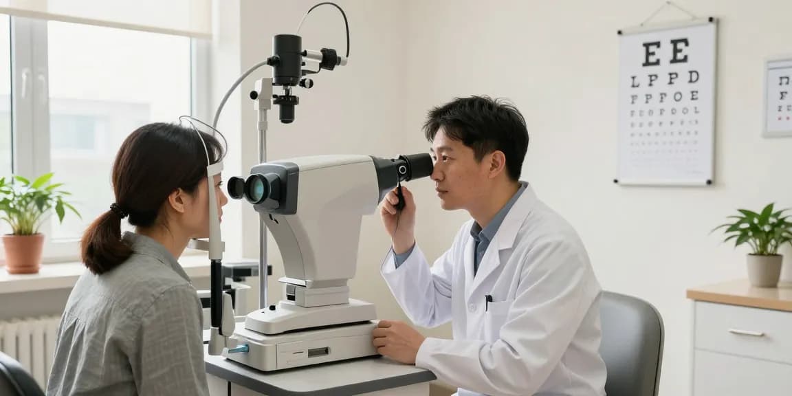 Eye examination at SNU Eye Clinic showing a professional using advanced diagnostic tools to enhance patient care.