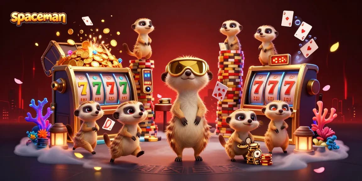 Join the action at spaceman casino with animated meerkats handling vibrant slot games!