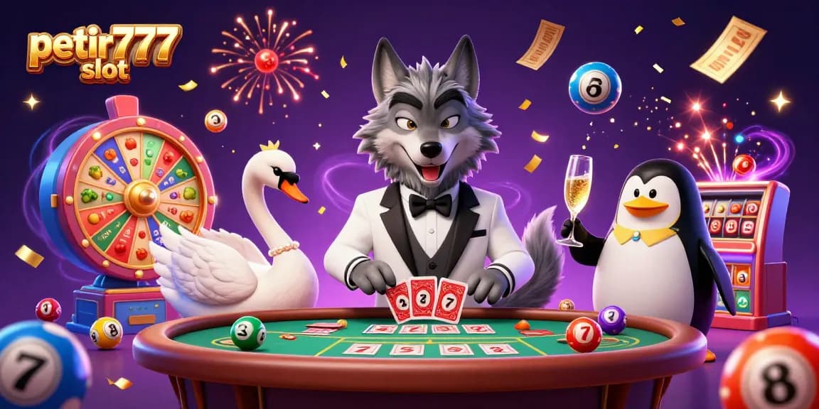 Experience the thrill of petir777 slot with festive characters, colorful elements, and dynamic gambling energy.