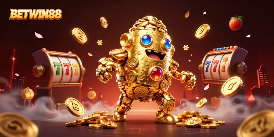BetWIN88 invites players to discover thrilling slots with dynamic gold-filled golem and vibrant gameplay elements.