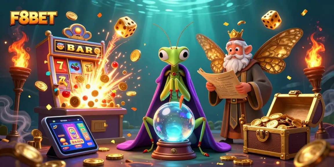 Experience the thrill of winning at F8BET with vibrant casino games, featuring a mystical fortune teller and exciting jackpots.