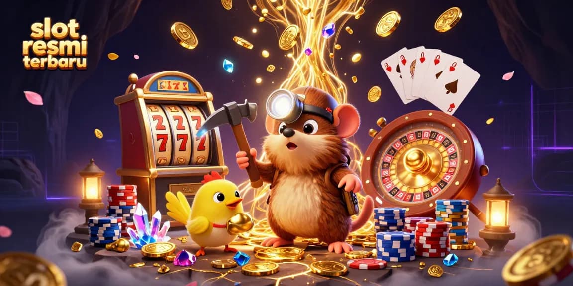 Menangkan slot resmi terbaru dengan ilustrasi 3D yang menampilkan karakter penambang dan simbol keberuntungan.