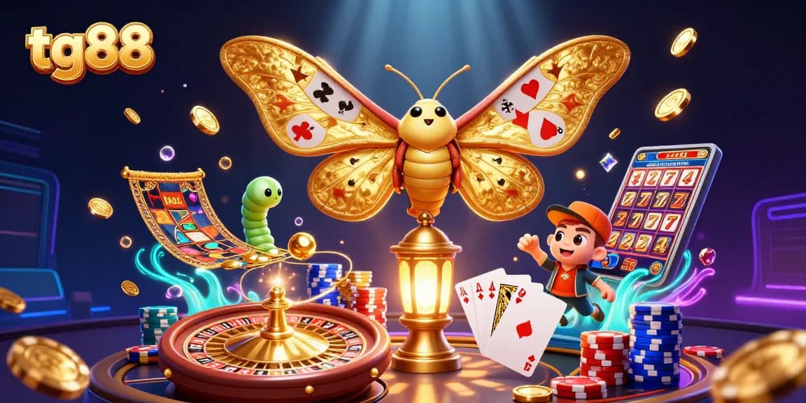 Engage with tg88 and experience thrilling roulette spins, vibrant poker chips, and golden playing cards.