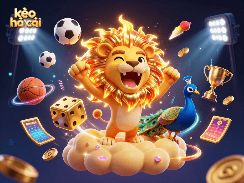 Engage with kèo nhà cái in an ultra-detailed 3D illustration featuring dynamic sports elements and vibrant visuals.