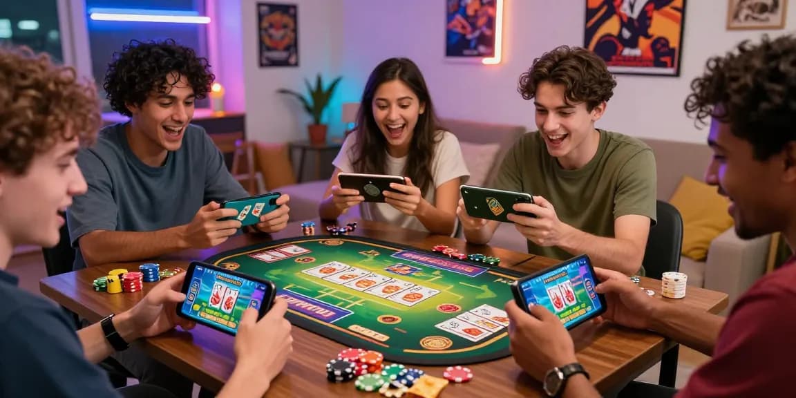 Excited players enjoying the New Game experience in 3 Patti World on their smartphones.