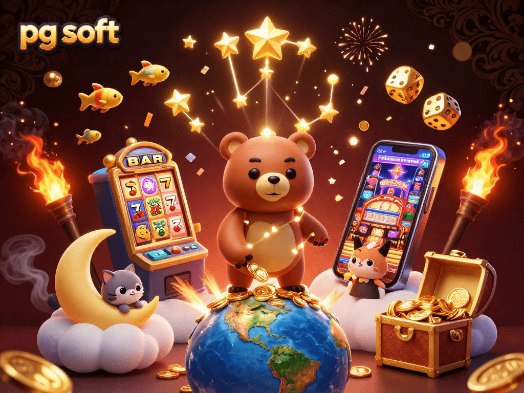 Experience the thrill of pg soft with a vibrant casino scene featuring 3D characters and jackpot excitement.