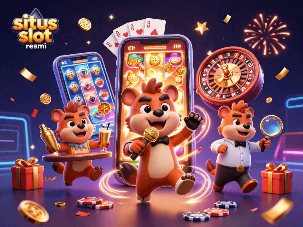 Experience the thrill of situs slot resmi with vibrant casino elements and engaging characters.