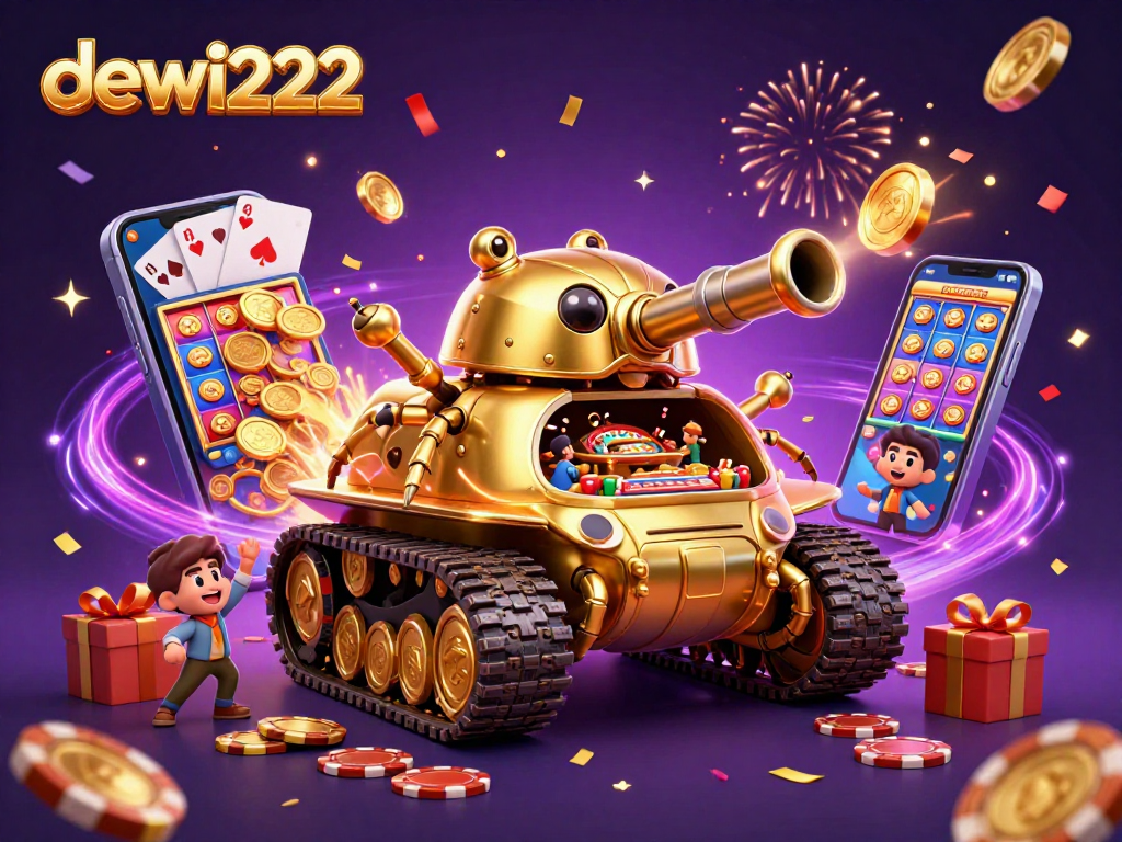 Permainan slot menarik di situs dewi222 dengan tank beetle emas yang berisi kasino mini.
