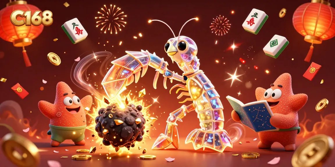 C168 players engage with vibrant slots and casino games, surrounded by golden gems and festive decorations.