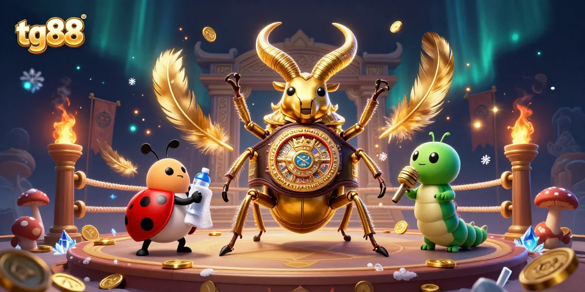 Engage in thrilling casino action with tg88, featuring a boxing beetle and charming corner-man.