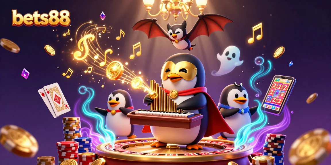 Experience bets88 excitement with a lively 3D casino illustration showcasing thrilling games and golden wins.