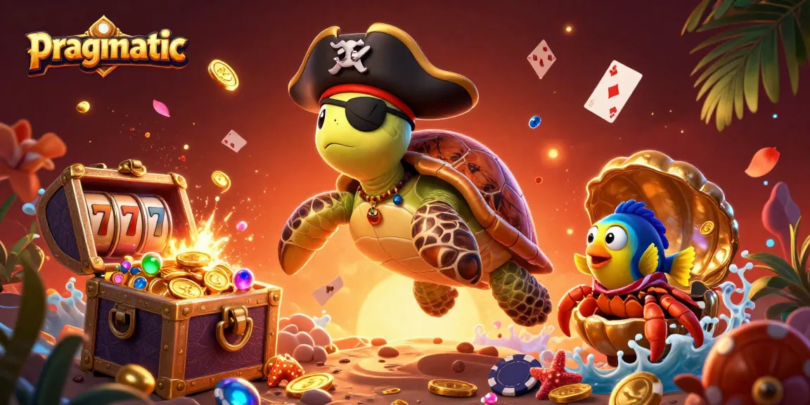 Engage in pragmatic slot adventures with a pirate turtle and hermit crab among treasure.