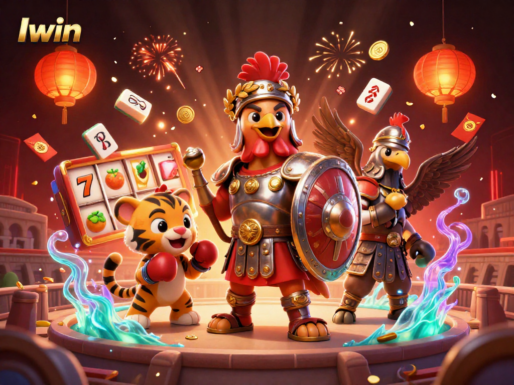 Iwin takes center stage in this vibrant 3D casino scene, showcasing unique gambling elements.