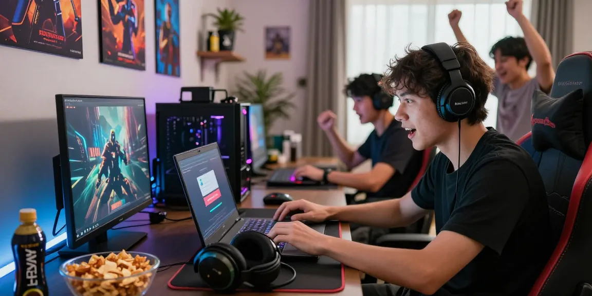 Raja Game login scene with a gamer using a laptop in vibrant gaming setup.