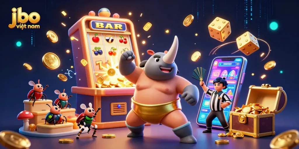 Experience exciting online gaming with jbo việt nam as a rhinoceros beetle sumo champion in action.