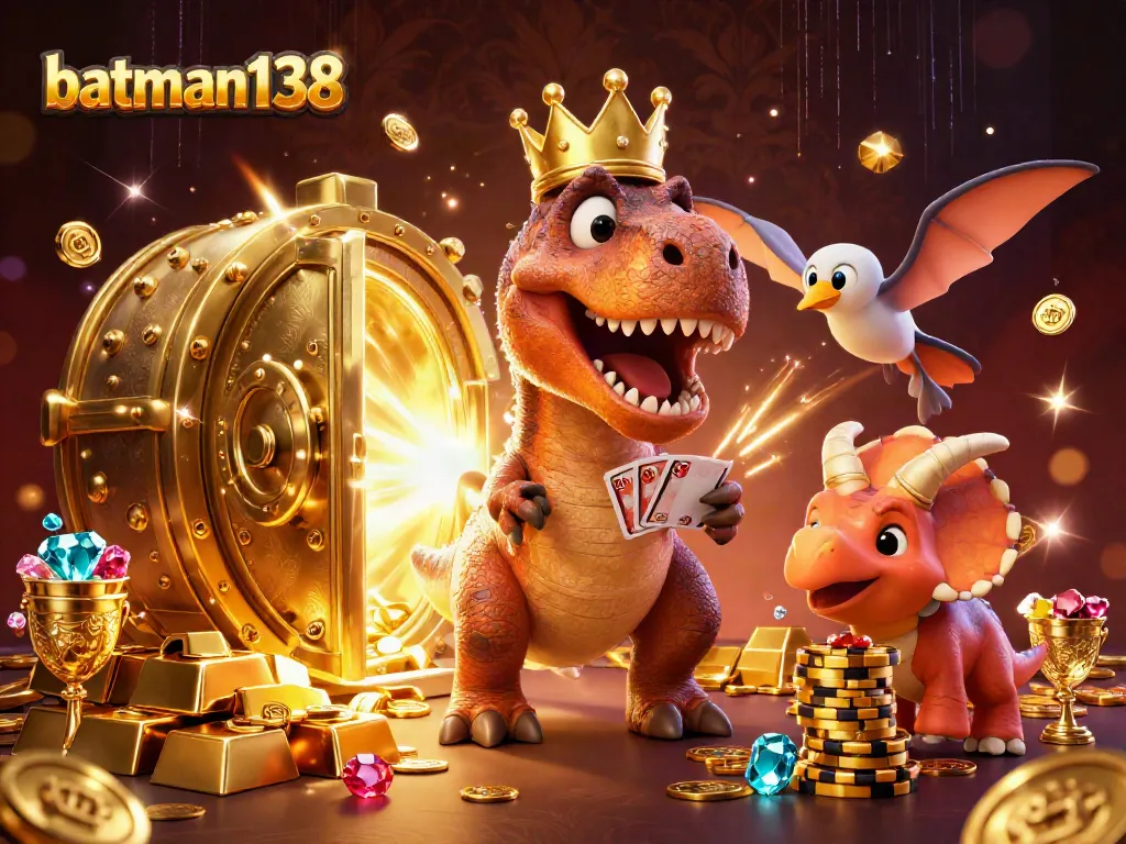 Experience thrilling wins at batman138 with this vibrant 3D casino scene featuring unique characters.