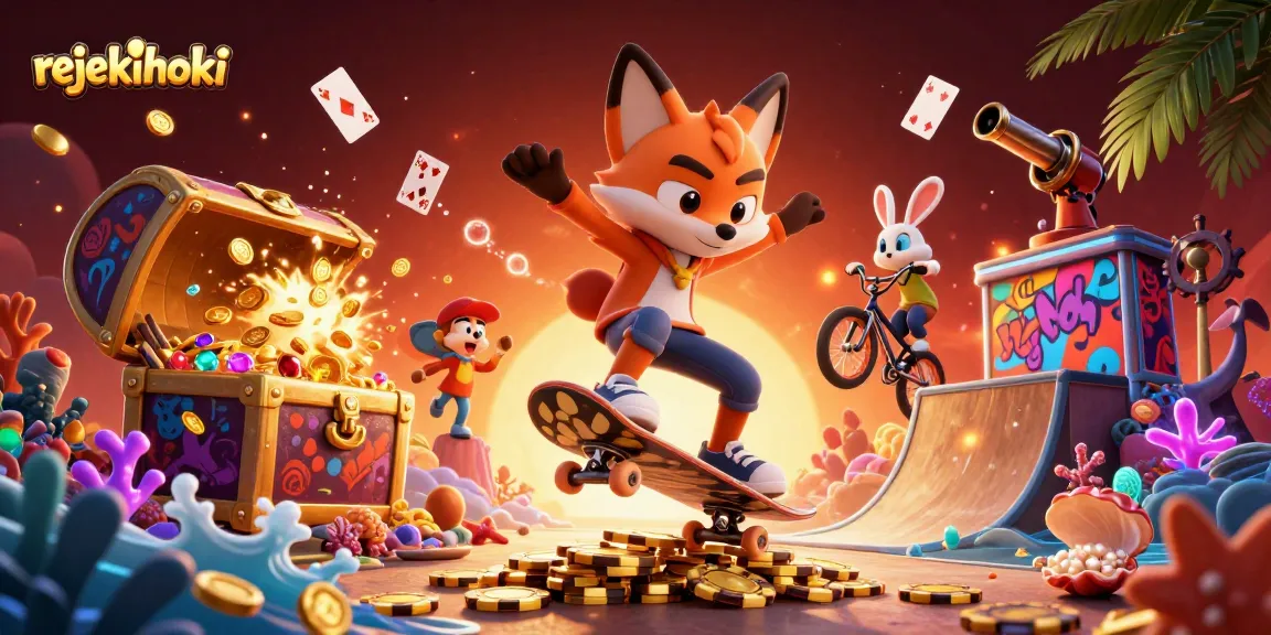 Engage with rejekihoki through thrilling gameplay in an energetic casino-themed illustration.