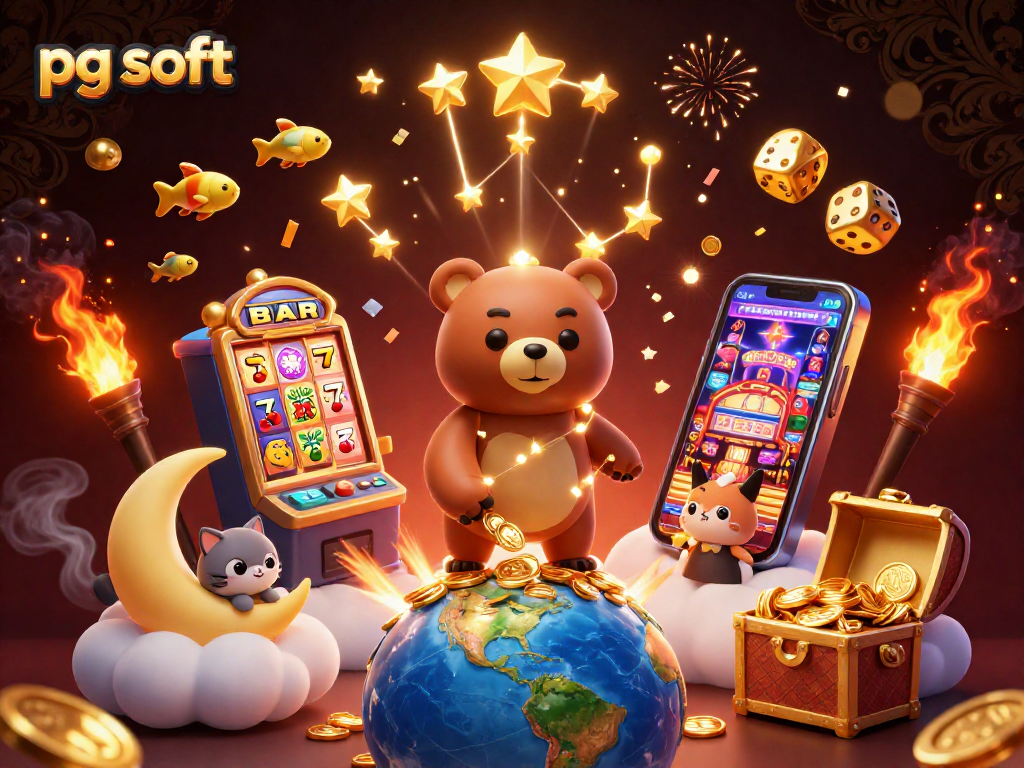 Experience the thrill of pg soft with a vibrant casino scene featuring 3D characters and jackpot excitement.