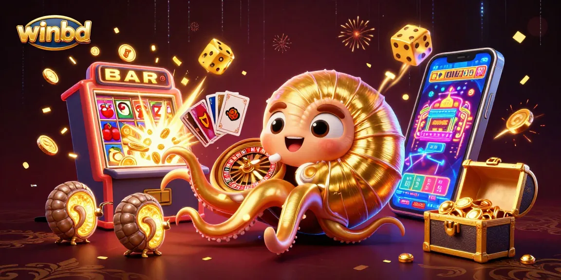 Winbd experience vibrant casino thrills with a colorful 3D illustration of games and rewards.