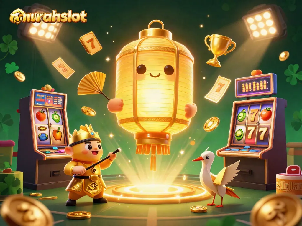 Mainan slot murahslot dengan banyak elemen keberuntungan di kasino yang meriah.