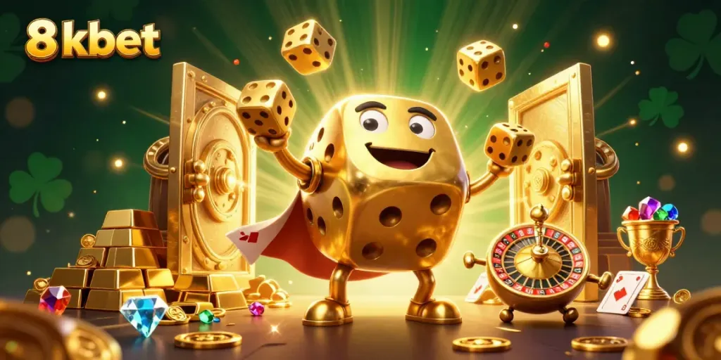 Experience thrilling wins at 8xbet with a vibrant casino scene showcasing golden treasures and immersive gameplay.