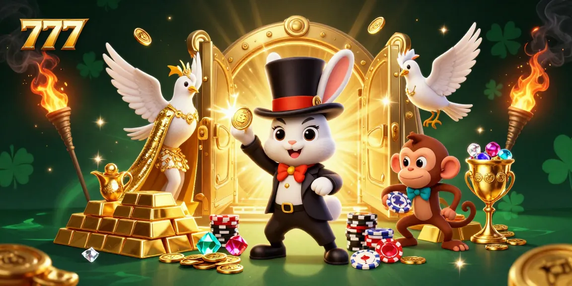 Experience winning thrills with 777 in a vibrant casino scene featuring magical characters.