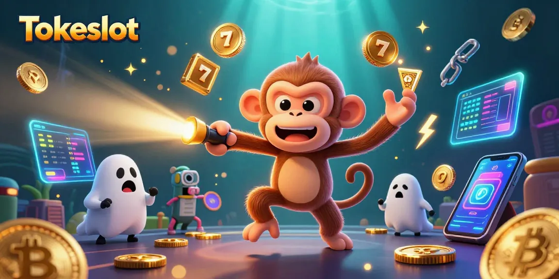 Tokeslot offers thrilling casino action with vibrant graphics featuring playful characters and crypto elements.