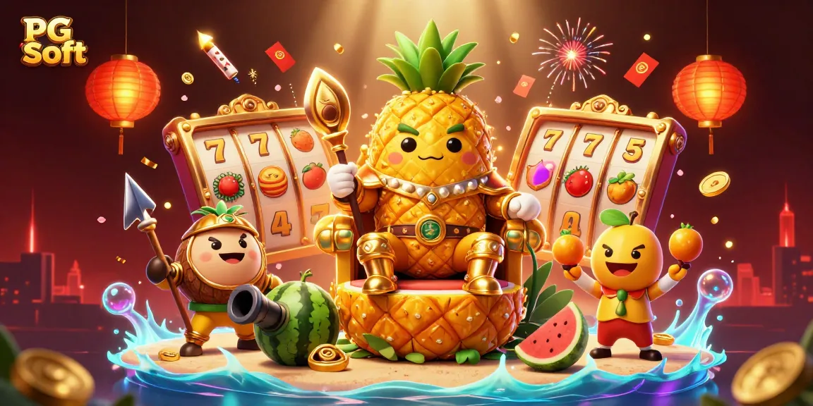 Menangkan permainan slot PG Soft dengan raja nanas emas dan jester manga di kasino pantai