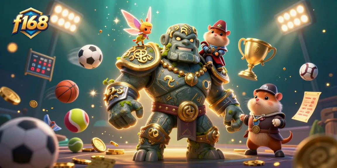 f168 engaging in dynamic sports betting action with colorful elements and characters illustrating the excitement of online games