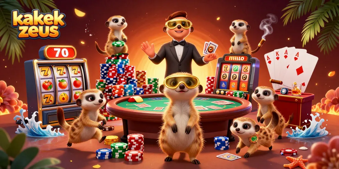 Experience winning with kakek zeus in a vibrant meerkat casino scene filled with excitement.