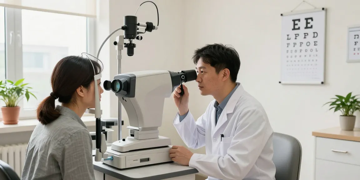 Eye examination at SNU Eye Clinic showing a professional using advanced diagnostic tools to enhance patient care.