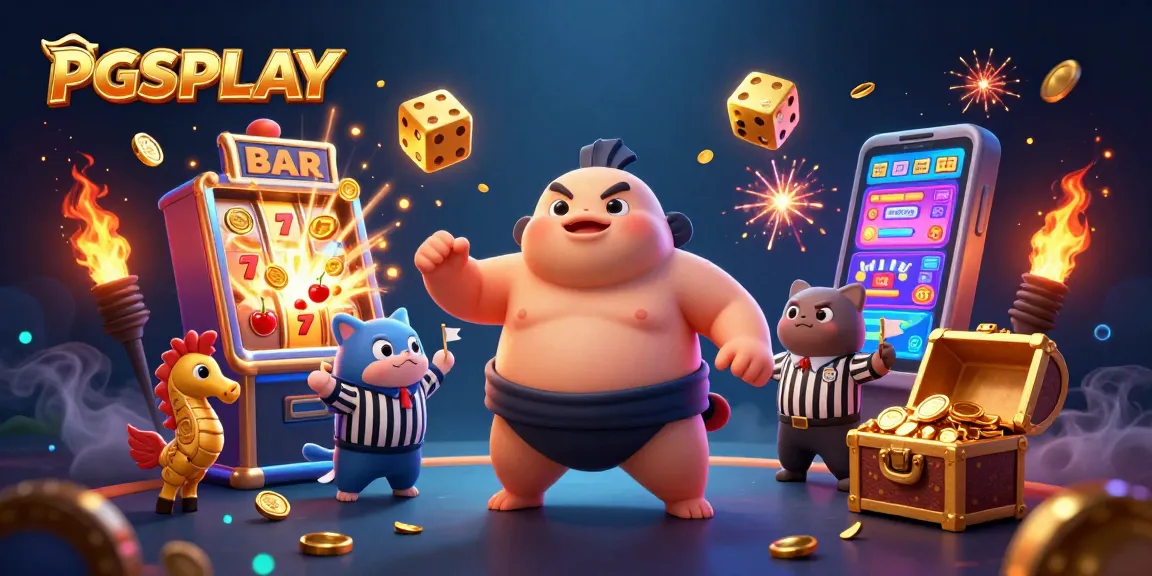 Engage in the thrilling experience of PGSPLAY with vibrant casino elements and colorful characters.