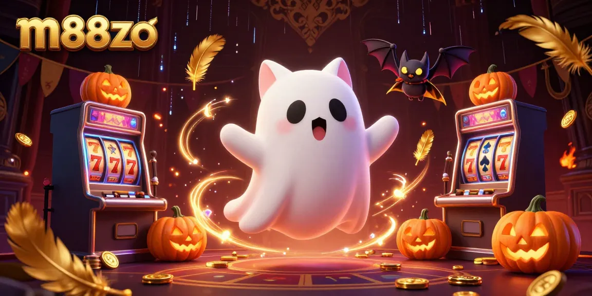 Win at m88zo with a thrilling ghost cat casino experience featuring vibrant slot machines.