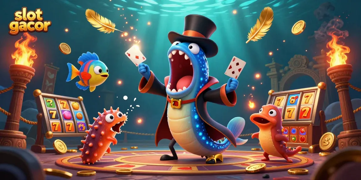 Experience thrilling slot gacor action with enchanting characters in a vibrant underwater magic scene.