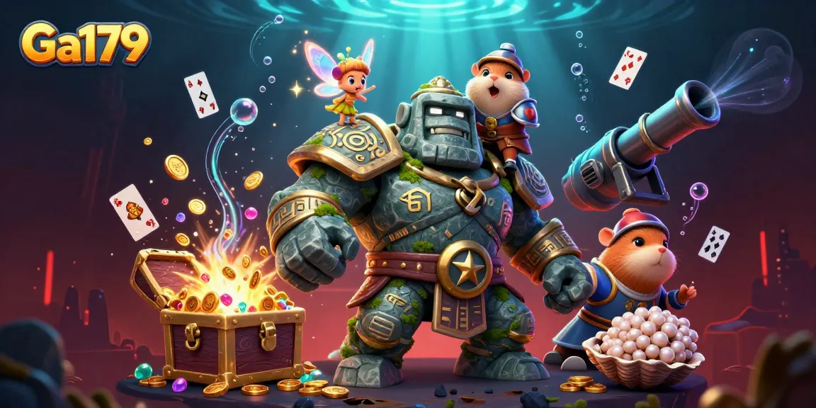 Win big with Ga179's unique 3D gaming characters and a treasure-filled underwater scene.