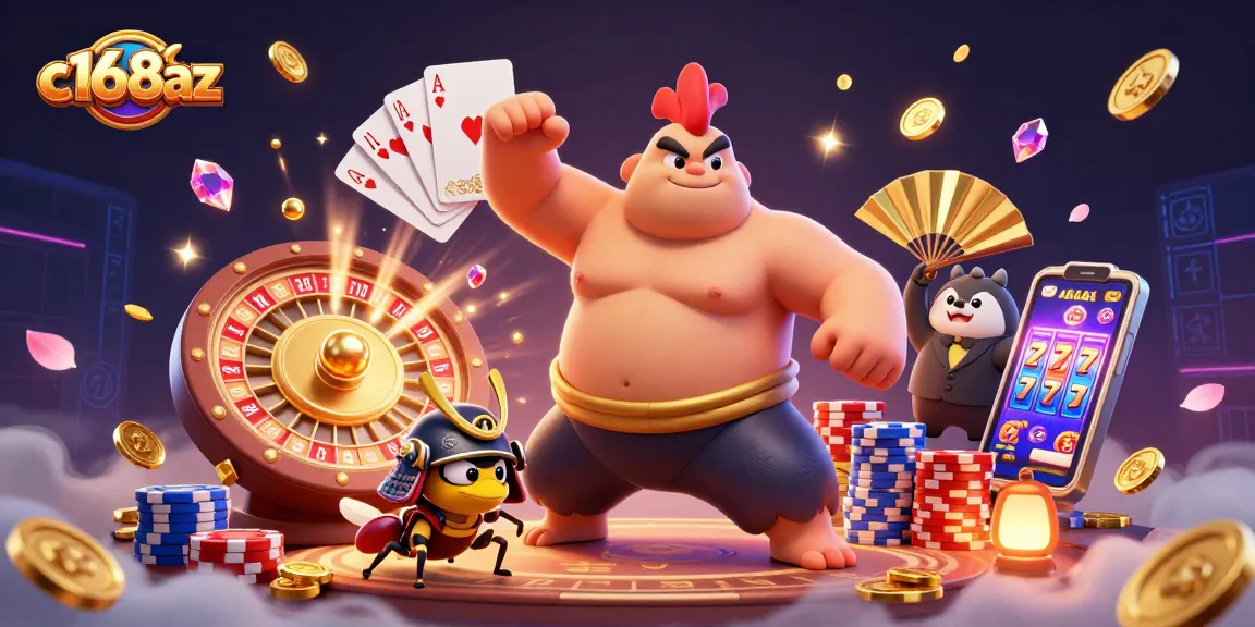 Experience thrilling gameplay with c168az and its dynamic casino elements in a vibrant 3D scene.
