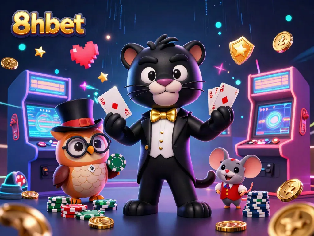 Experience the thrill of 8xbet where stylish characters deal cards and celebrate with vibrant casino elements.