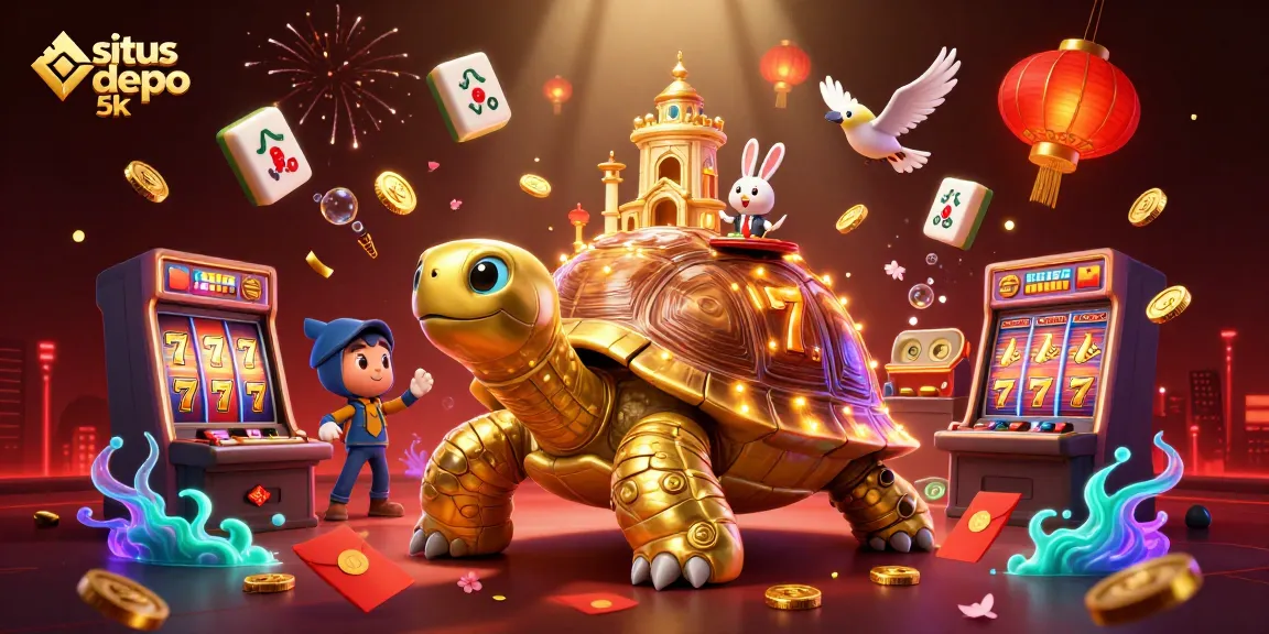 Experience exciting gaming moments at situs depo 5k with vibrant slot machines and 3D cartoon characters.