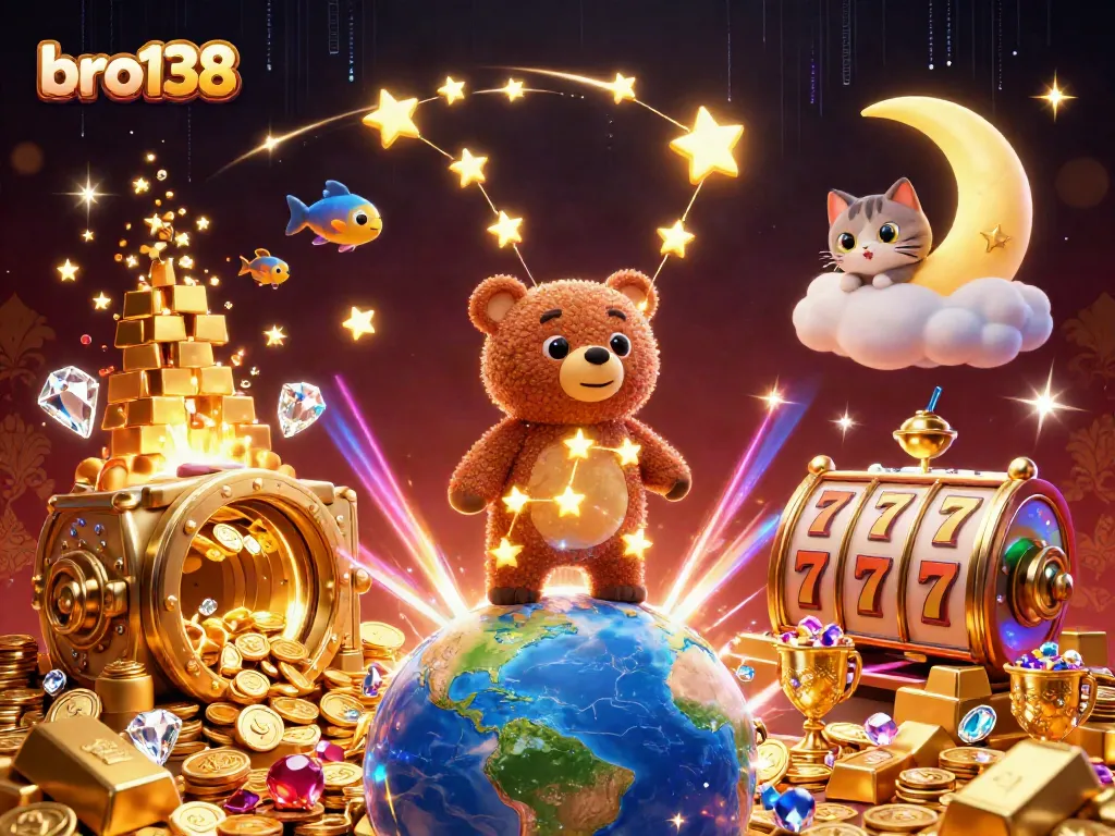 Spin to win at bro138 with captivating casino art featuring stars, jewels, and gold!